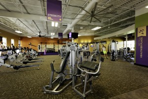 Anytime Fitness club interior with emphasis on strength training equipment. View larger image.