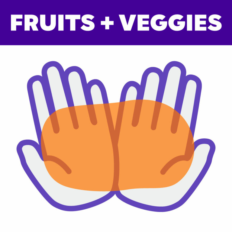 FRUITS and VEGGIES, serving size of two handfuls