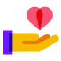 Hand holding heart icon